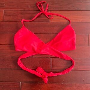 Aerie scoopneck wrap, red bikini top